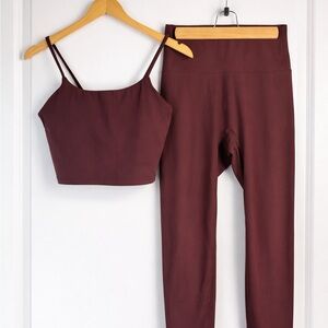 Adanola Burgundy Leggings and Crop Top Set